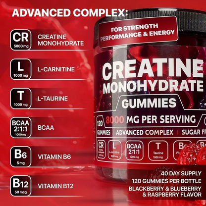 Creatine Monohydrate Berry-Flavored Vitamin Gummies | 120 Count