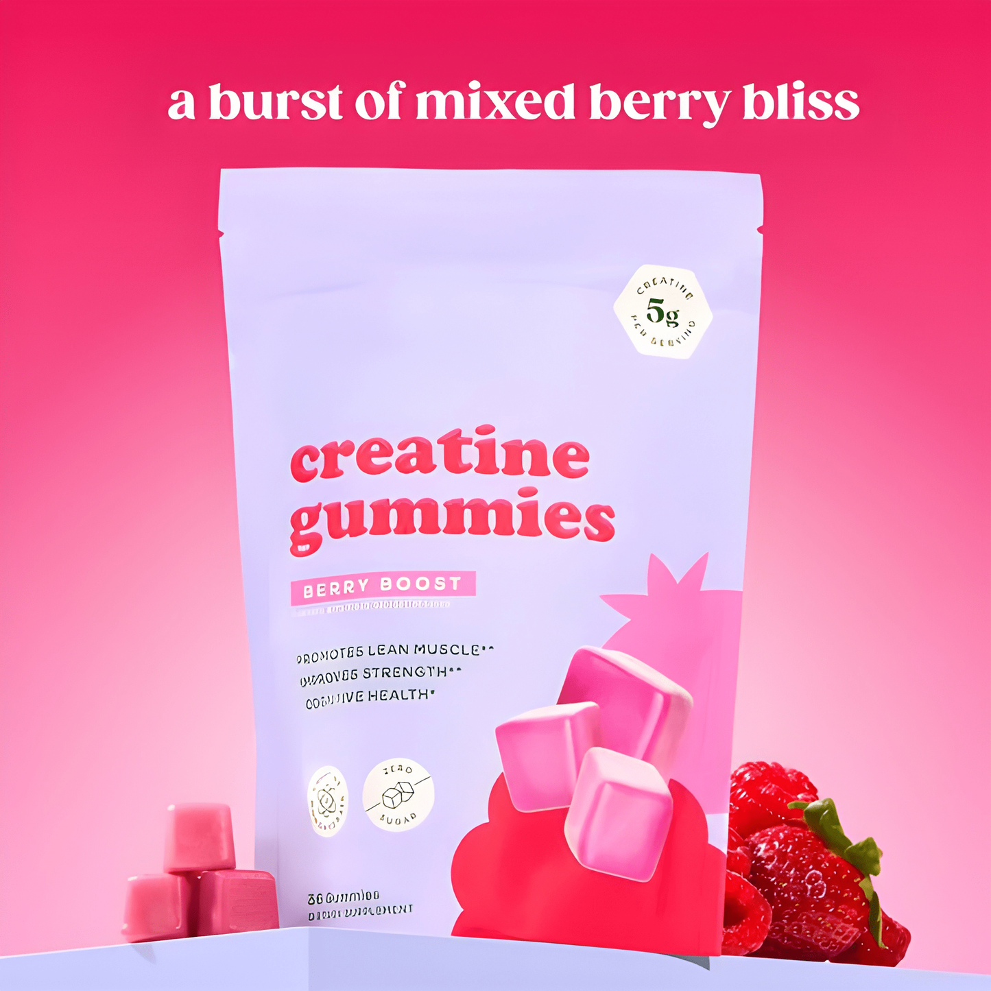 Creatine Monohydrate Berry-Flavored Gummies | 36 Count
