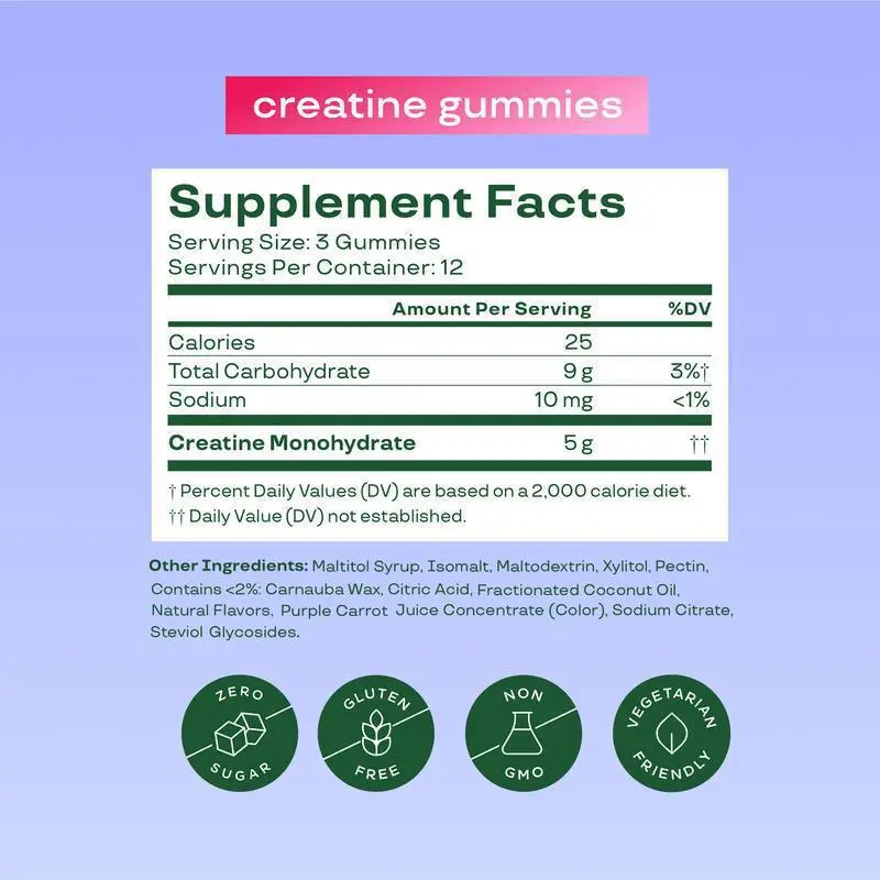 Creatine Monohydrate Berry-Flavored Gummies | 36 Count